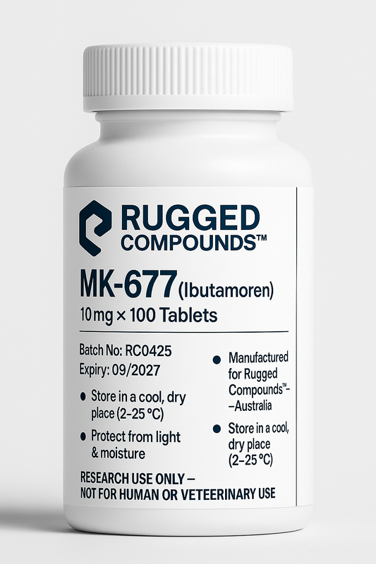 MK-677 (Ibutamoren) 10mg × 100 Tablets – Rugged Compounds™ Research Compound